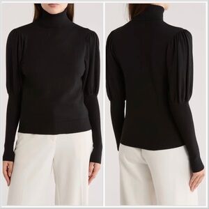 MAX STUDIO Juliet Bubble Sleeve Turtleneck Sweater Size Medium Black NWOT